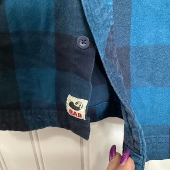 Rab Boundry Mens Flannel Button Down Shirt Sz M Blue - Picture 4 of 9